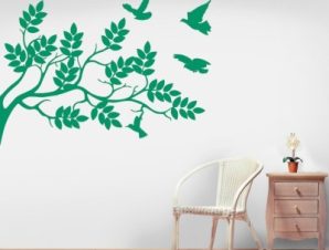 Φύση δέντρο με πουλιά, Δέντρα – Λουλούδια, Αυτοκόλλητα τοίχου, 55 x 39 εκ.