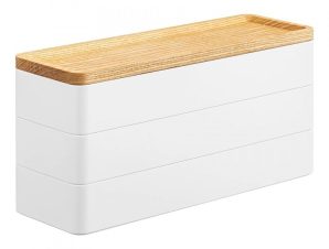 Κουτί Αποθήκευσης Κοσμημάτων & Αξεσουάρ 3 Θέσεων Με Καπάκι YMZK5811 45×9,5x12cm White Yamazaki