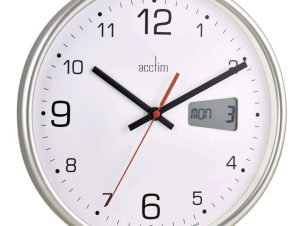 Ρολόι Τοίχου Με Ψηφιακή Ημερομηνία Kalendar ACCTIM22367 26,7×4,4cm Silver-White Acctim