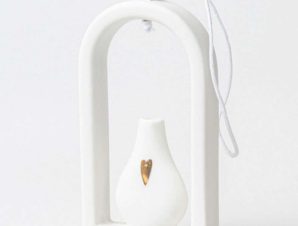 Βάζο Μινιατούρα Vase Heart RD0017166 5×6,5×1,5cm White-Gold Raeder