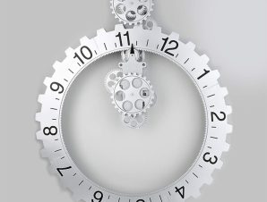 Ρολόι Τοίχου Με Γρανάζια Big Hour G005-S 55x68cm Silver Huanyu