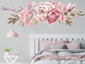 Pink Roses, Δέντρα – Λουλούδια, Αυτοκόλλητα τοίχου, 70 x 22 εκ.