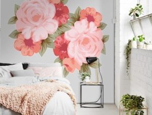 Floral τριαντάφυλλα, Δέντρα – Λουλούδια, Αυτοκόλλητα τοίχου, 55 x 52 εκ.