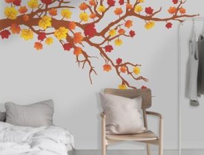 Κλαδί με ανθισμένα φύλλα, Δέντρα – Λουλούδια, Αυτοκόλλητα τοίχου, 100 x 56 εκ.