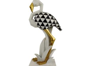 Διακοσμητικό Φλαμίνγκο Επιτραπέζιο Lucien 023480 19x11xH37cm White-Black-Gold