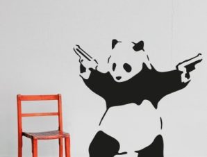 Panda gun, Banksy, Αυτοκόλλητα τοίχου, 80 x 82 εκ.