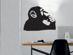 Thinking monkey, Banksy, Αυτοκόλλητα τοίχου, 80 x 62 εκ.