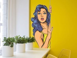Γυναίκα με μωβ μαλλιά, Κόμικς, Αυτοκόλλητα τοίχου, 60 x 142 εκ.