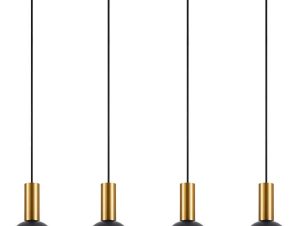 Φωτιστικό Οροφής – Ράγα Adept Tube 77-8651 85x15x300cm 4xE27 60W Black-Gold Homelighting