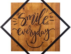 Διακοσμητικό Τοίχου Smile Everday 899SKL2115 54x54cm Walnut-Black Wallity