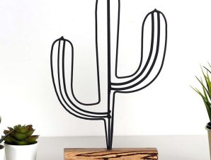 Διακοσμητικό Επιτραπέζιο Cactus 533BSG1110 17×3,5x37cm Natural-Black Aberto Design