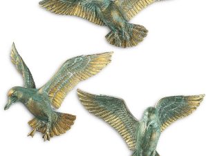 Διακοσμητικό Τοίχου Birds (Σετ 3Τμχ) 565TNL1214 25x5x11/20x4x17/13x6x21cm Green-Gold Aberto Design