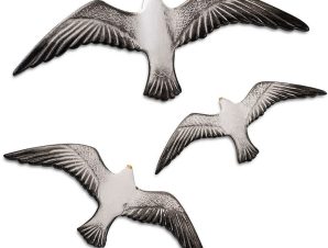 Διακοσμητικό Τοίχου Flying Seagulls (Σετ 3Τμχ) 565TNL1179 30x2x11/24x2x9/19x2x7cm Multi-White Aberto Design
