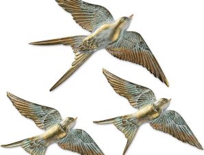 Διακοσμητικό Τοίχου Flying Swallow (Σετ 3Τμχ) 565TNL1180 28x2x19/22x2x14cm Multi-Gold Aberto Design