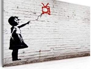 Πίνακας – Girl with TV (Banksy) 60×40