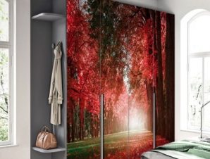 Κόκκινα Δέντρα, Φύση, Αυτοκόλλητα ντουλάπας, 100 x 75 εκ.