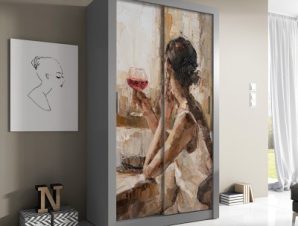 Woman with Wine, Ζωγραφική, Αυτοκόλλητα ντουλάπας, 100 x 164 εκ.