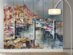 Καΐκια στη Θάλασσα, Ζωγραφική, Αυτοκόλλητα ντουλάπας, 100 x 60 εκ.