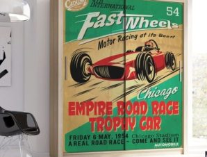 Motor Racing, Vintage, Αυτοκόλλητα ντουλάπας, 100 x 147 εκ.