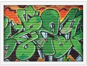 Graffiti πράσινο- πορτοκαλί χρώμα, Street art, Πίνακες σε καμβά, 30 x 20 εκ.