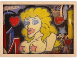 Ερωτική ξανθιά γυναίκα, Street art, Πίνακες σε καμβά, 30 x 20 εκ.