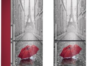 Κόκκινη ομπρέλα στο Παρίσι, Πόλεις – Ταξίδια, Αυτοκόλλητα ψυγείου, 50 x 85 εκ.