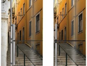Κίτρινη πολυκατοικία στη Λισαβόνα, Πορτογαλία, Πόλεις – Ταξίδια, Αυτοκόλλητα ψυγείου, 50 x 85 εκ.