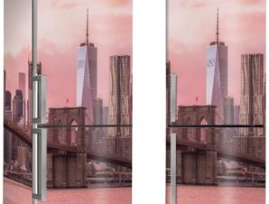 Γέφυρα του Μπρούκλιν σε ροζ ουρανό, Πόλεις – Ταξίδια, Αυτοκόλλητα ψυγείου, 50 x 85 εκ.