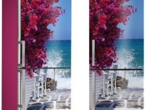 Θέα από Ελληνικό Νησί, Πόλεις – Ταξίδια, Αυτοκόλλητα ψυγείου, 50 x 85 εκ.