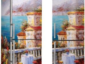 Ελαιογραφία, Θέα στη θάλασσα, Πόλεις – Ταξίδια, Αυτοκόλλητα ψυγείου, 50 x 85 εκ.