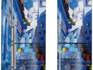 Μπλε αποχρώσεις σπιτιών, Πόλεις – Ταξίδια, Αυτοκόλλητα ψυγείου, 50 x 85 εκ.