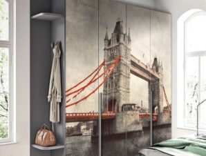 Γέφυρα του Λονδίνου ρετρό, Vintage, Αυτοκόλλητα ντουλάπας, 100 x 100 εκ.