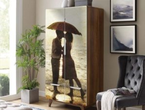 Φιλί κάτω από την ομπρέλα, Vintage, Αυτοκόλλητα ντουλάπας, 100 x 100 εκ.