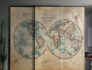 Παγκόσμιος χάρτης, Vintage, Αυτοκόλλητα ντουλάπας, 100 x 100 εκ.
