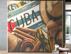 Κούβα, Vintage, Αυτοκόλλητα ντουλάπας, 100 x 100 εκ.