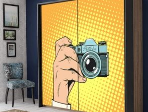 Ρετρό κάμερα, Κόμικς, Αυτοκόλλητα ντουλάπας, 100 x 100 εκ.