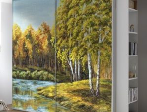 Φθινοπωρινό τοπίο, Ζωγραφική, Αυτοκόλλητα ντουλάπας, 100 x 100 εκ.