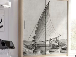 Παραδοσιακό αλιευτικό σκάφος της Βραζιλίας, Ζωγραφική, Αυτοκόλλητα ντουλάπας, 100 x 100 εκ.