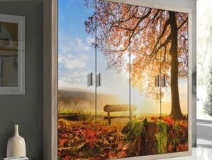 Φθινόπωρινο τοπίο, Φύση, Αυτοκόλλητα ντουλάπας, 100 x 100 εκ.
