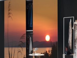 Ηλιοβασίλεμα στη Σιθωνία της Χαλκιδικής, Ελλάδα, Αυτοκόλλητα ντουλάπας, 100 x 100 εκ.