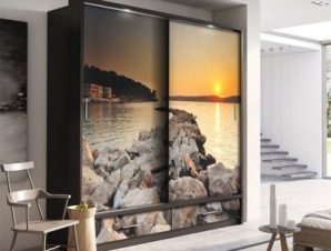 Ηλιοβασίλεμα στην Πύλο, Ελλάδα, Αυτοκόλλητα ντουλάπας, 100 x 100 εκ.