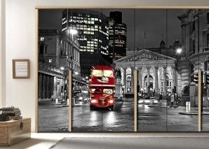 Λονδίνο το βράδυ, Πόλεις – Ταξίδια, Αυτοκόλλητα ντουλάπας, 100 x 100 εκ.