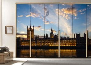 Τα κτίρια του κοινοβουλίου, Λονδίνο, Πόλεις – Ταξίδια, Αυτοκόλλητα ντουλάπας, 100 x 100 εκ.