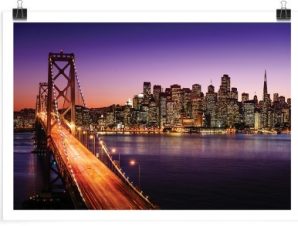 Γέφυρα του San Francisco στο μοβ ουρανό, Πόλεις – Ταξίδια, Πόστερ, 30 x 20 εκ.