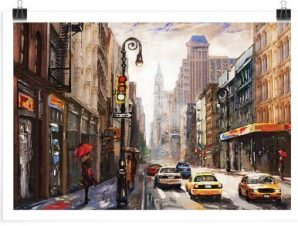 Ζωγραφισμένος κεντρικός δρόμος στη Νέα Υόρκη, Πόλεις – Ταξίδια, Πόστερ, 30 x 20 εκ.