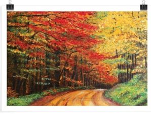 Μονοπάτι στο φθινοπωρινό δάσος, Ζωγραφική, Πόστερ, 30 x 20 εκ.