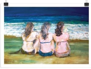 Τρείς κοπέλες στην παραλία, Ζωγραφική, Πόστερ, 30 x 20 εκ.