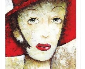 Κυρία με κόκκινο καπέλο, Ζωγραφική, Πόστερ, 20 x 30 εκ.