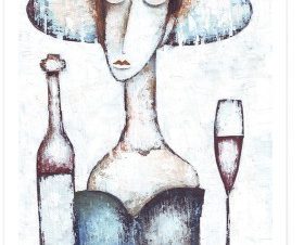Γυναίκα με κόκκινο κρασί, Ζωγραφική, Πόστερ, 20 x 30 εκ.