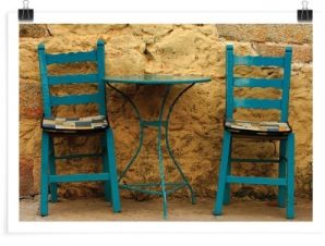 Μπλε τραπεζάκι & καρέκλες, Ελλάδα, Πόστερ, 30 x 20 εκ.